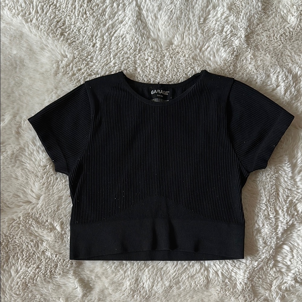 Garage Black Ribbed Women's Top